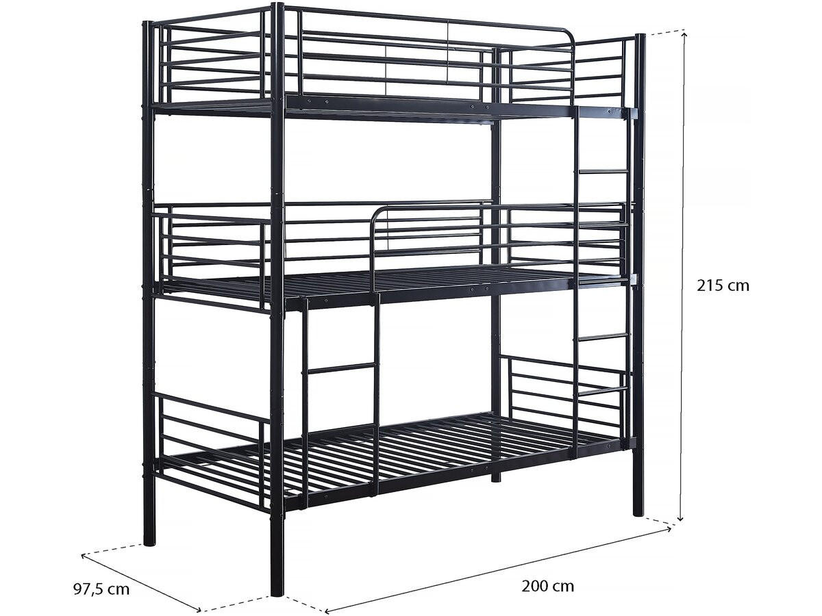 ETAGENBETT havin Schwarz - Schwarz, Metall (190/90cm) - Habitat Garten