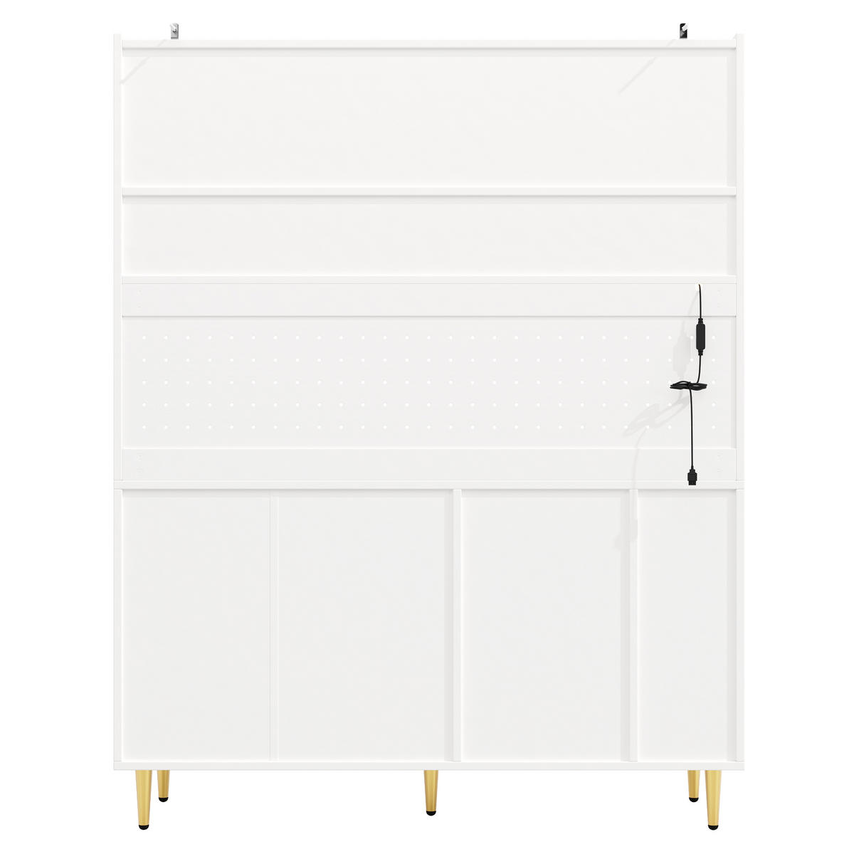 BUFFET DE-38400 145/39/171 cm mit LED-Beleuchtung und Weinregal Weiß - Weiß, Holzwerkstoff (145/171/39cm) - ComfortXL