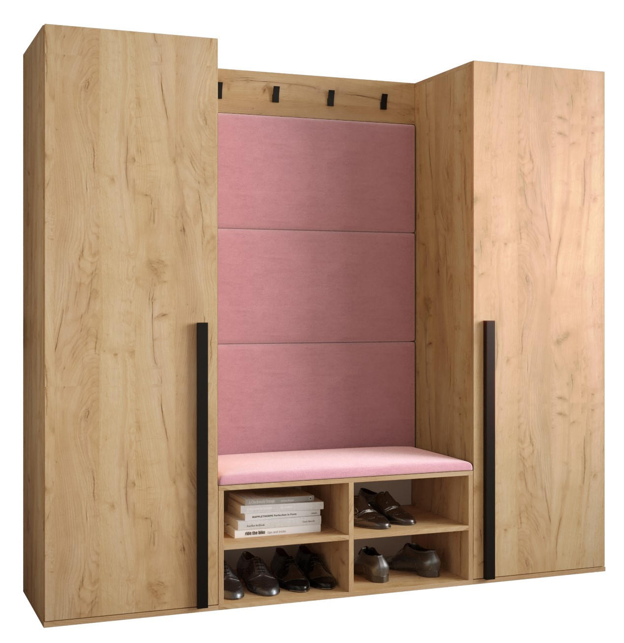 GARDEROBEN-SET 184/184/42 - Pink/Eichefarben, Holz/Kunststoff (184/184/42cm) - MÖBEL KRYSPOL