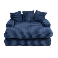 SCHLAFSOFA Relaxliege mit 3 Zierkissen,Lounge Sofa,Polstersofa,Cord,Blau - Blau, Textil (125/63/155cm) - LVHOM