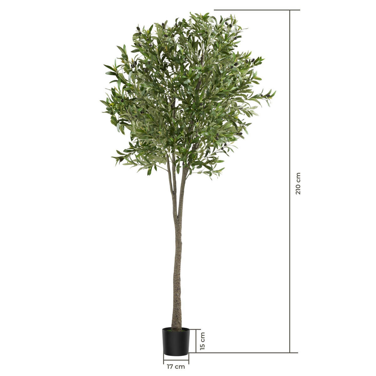 KÜNSTLICHER OLIVENBAUM Oleand, stabiler Kunststoff Blumentopf, grün - Grün, Kunststoff (210cm) - tectake