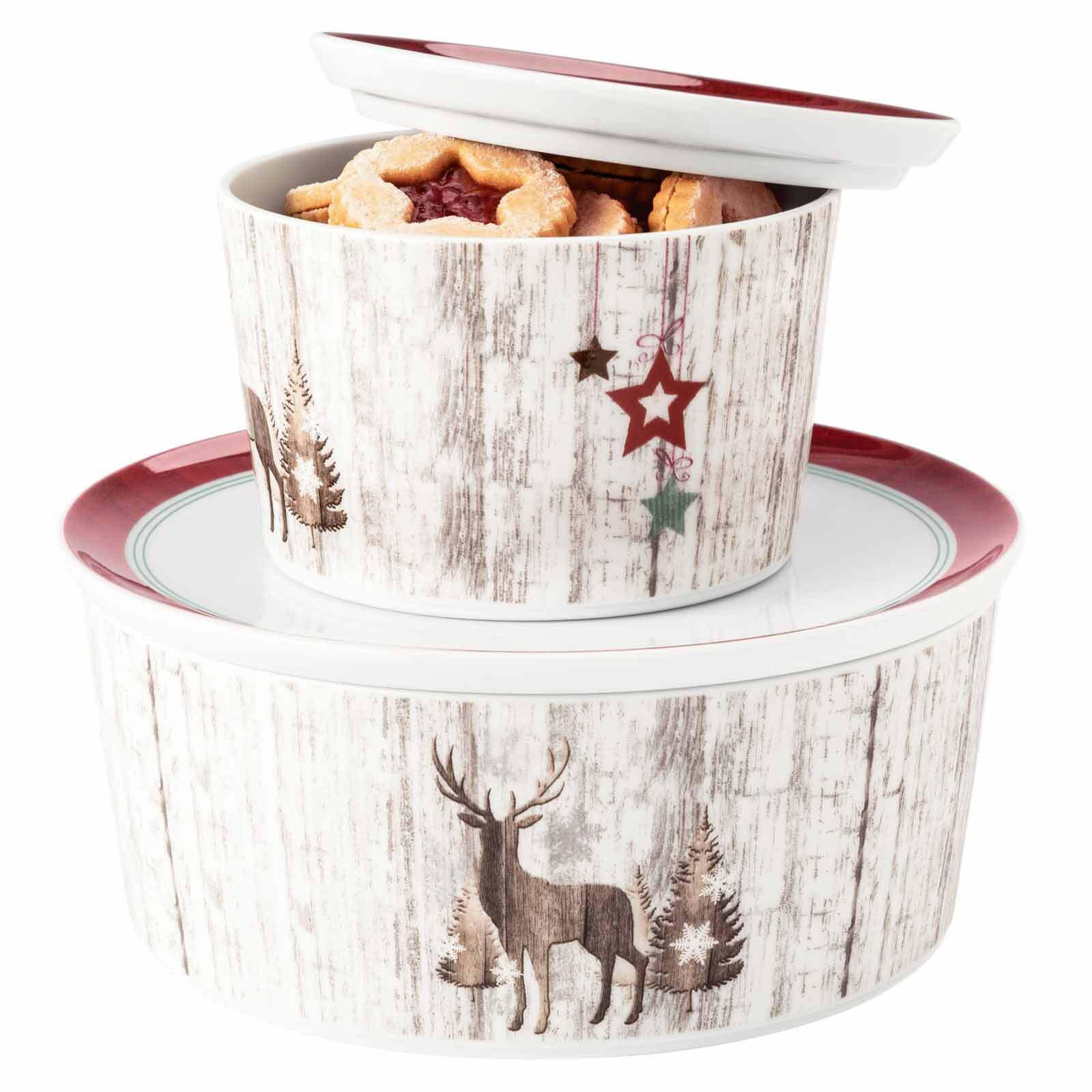 GEBÄCKDOSEN Life Christmas weiß-braun ø 14 / 21 cm 2er Set - Weiß/Braun, Keramik (1/1/1cm) - Seltmann Weiden