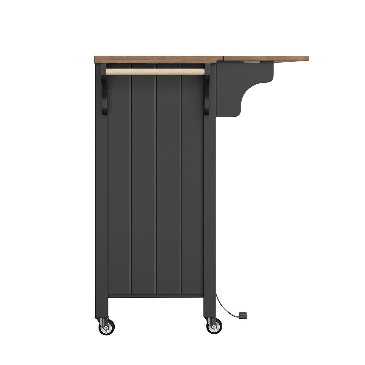 KÜCHENINSEL, LED, Glasvitrine, Rollen, Handtuchhalter, Schwarz - Schwarz, Holzwerkstoff (40/94.5/139cm) - FLIEKS