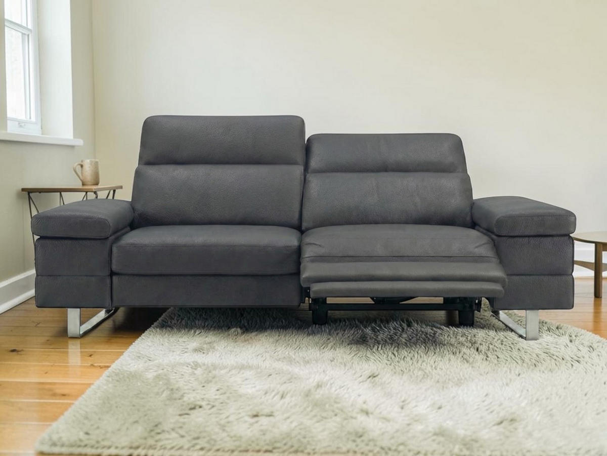 3-SITZER Sofa Virage Echtleder mit 1 x Relaxfunktion Anthrazit - Anthrazit, Leder/Metall (212/75/109cm)