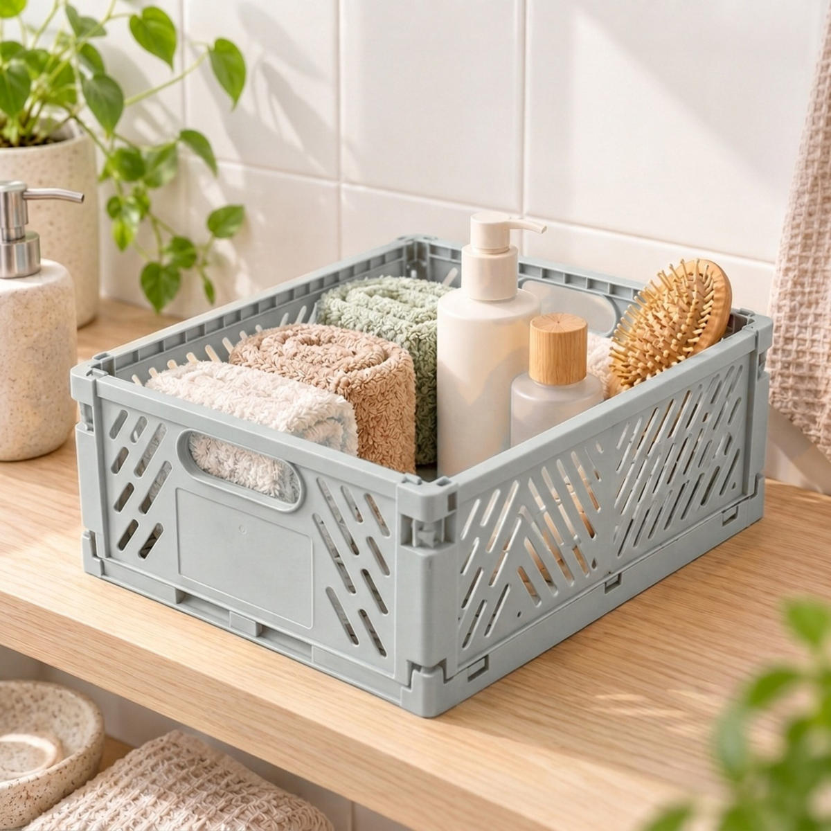 SKLÁDACÍBOX Světle šedá sada-4 - šedá, plast (29/12/21cm) - Relaxdays