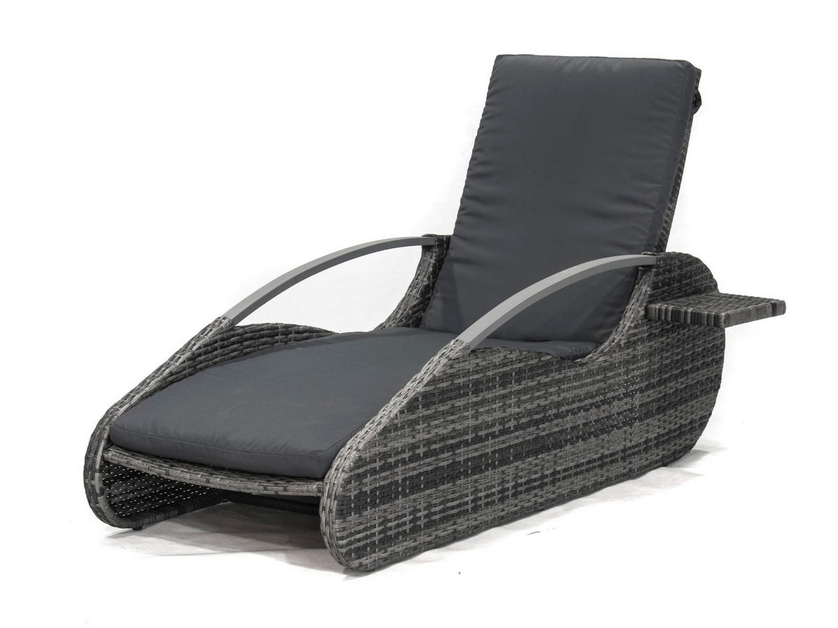 GARTEN-LOUNGER Eva Stahl Schilfgrau Kunststoff Gartenliege Sonnenliege - Grau, Kunststoff (62.5/66.5/194.5cm) - DELUKE