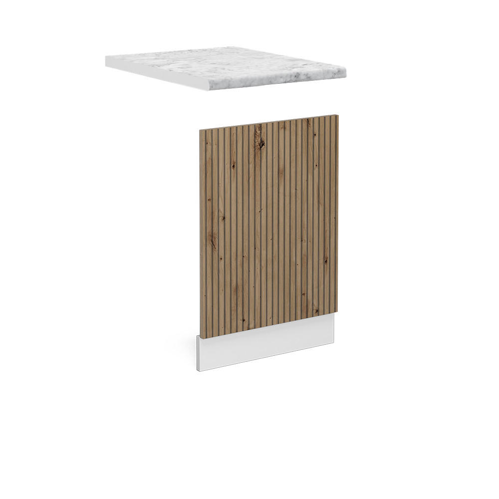 FRONTBLENDE R-Line Artisan-Eiche 45 cm, AP Marmor - Weiß/Eiche Artisan, Holzwerkstoff (45/57.2/1.6cm) - Vicco