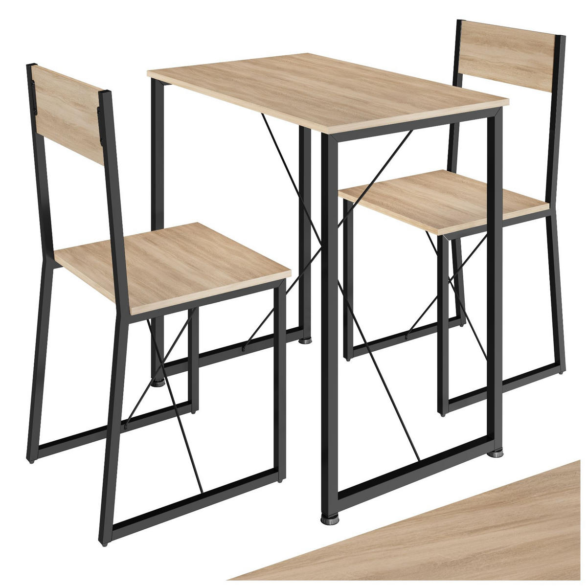 SITZGRUPPE Margate,mit höhenverstellbaren Kunststofffüßen,Industrial Holz hell, Eiche Sonoma - Naturfarben, Holzwerkstoff (80/90/138cm) - tectake
