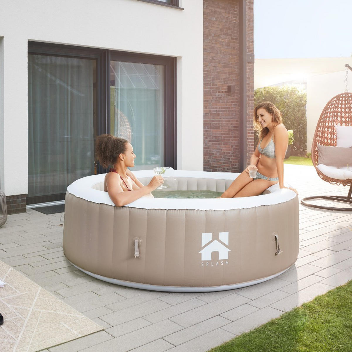 WHIRLPOOL SPLASH - Farbe: Beige - Beige, Kunststoff (208/65/208cm) - Home Deluxe