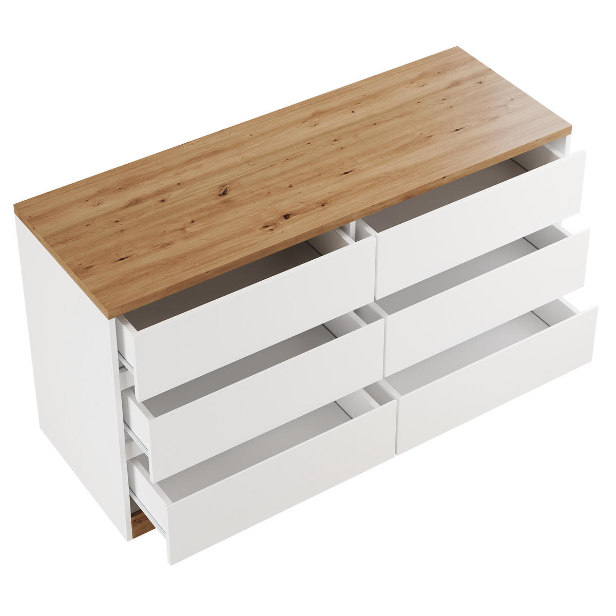 SCHREIBTISCH Klappbar Drehbar Rollen Weiß Eiche Modern - Multicolor, Holzwerkstoff (50/120/78cm) - FLIEKS