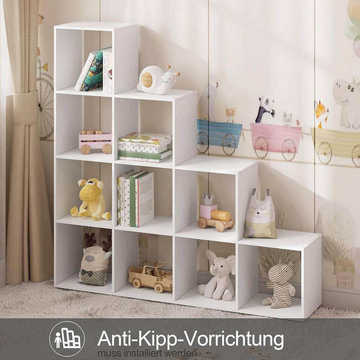 REGALE Bücherregal mit 10 Fächern, 136x29x136cm, Weiß - Weiß, Holzwerkstoff (136/136/29cm) - Woltu
