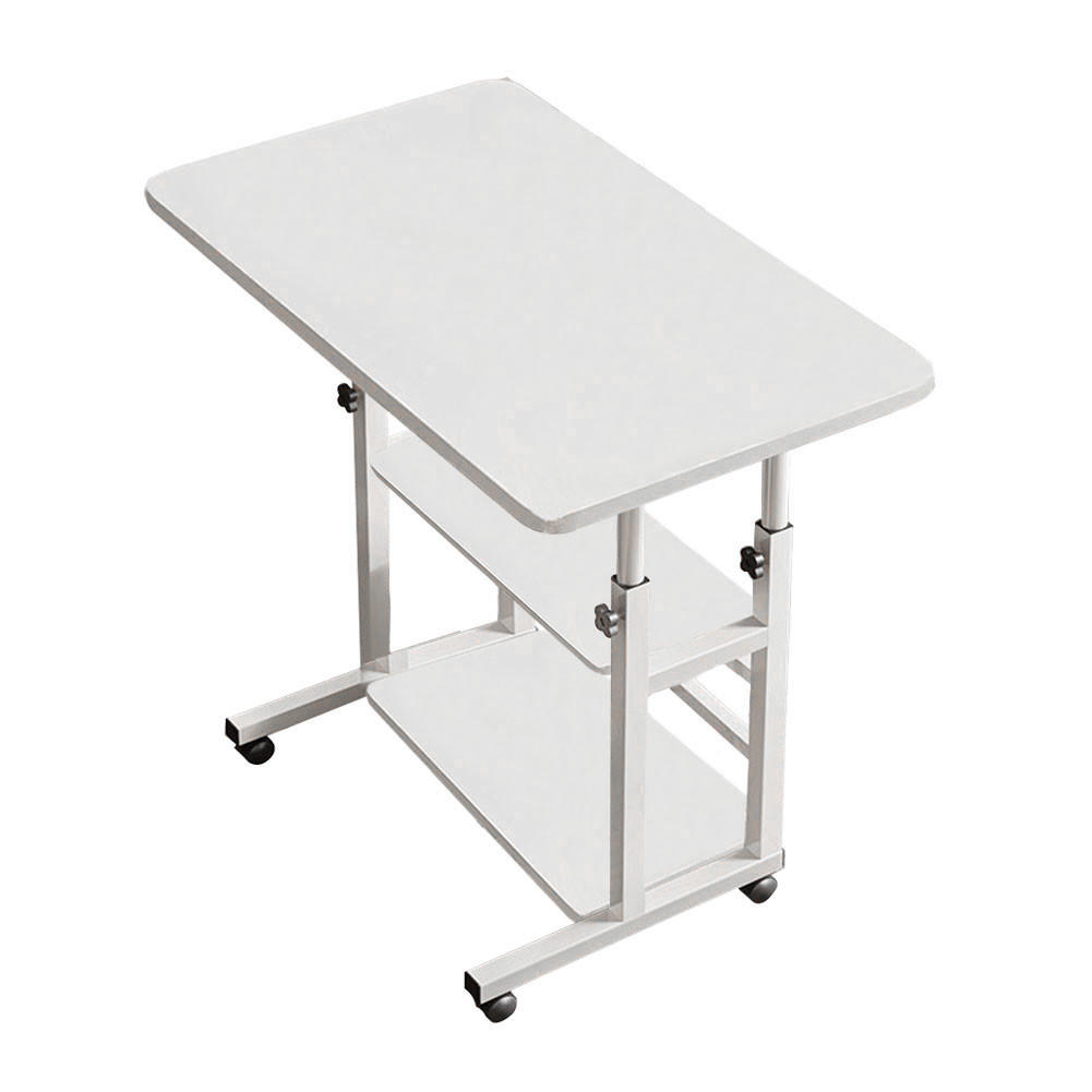 LAPTOPTISCH mit Rollen Ablageflächen und feststellbaren Höheverstellbar aus MDF in Weiß - Weiß, Metall (60/37/90cm) - Livingandhome