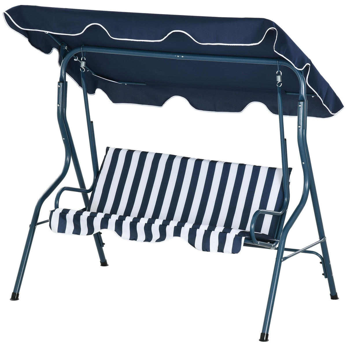 OUTDOOR-SCHAUKEL, verstellbar Stahlrahmen Sonnendach, blau - Blau, Metall (52.5/14.5/138.5cm) - Vallsero