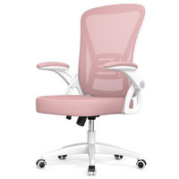 BÜRODREHSTUHL ergonomisch, mittelhohe Rückenlehne, klappbare Armlehnen – Rosa - Pink, Metall (50/102/50cm) - Rattantree