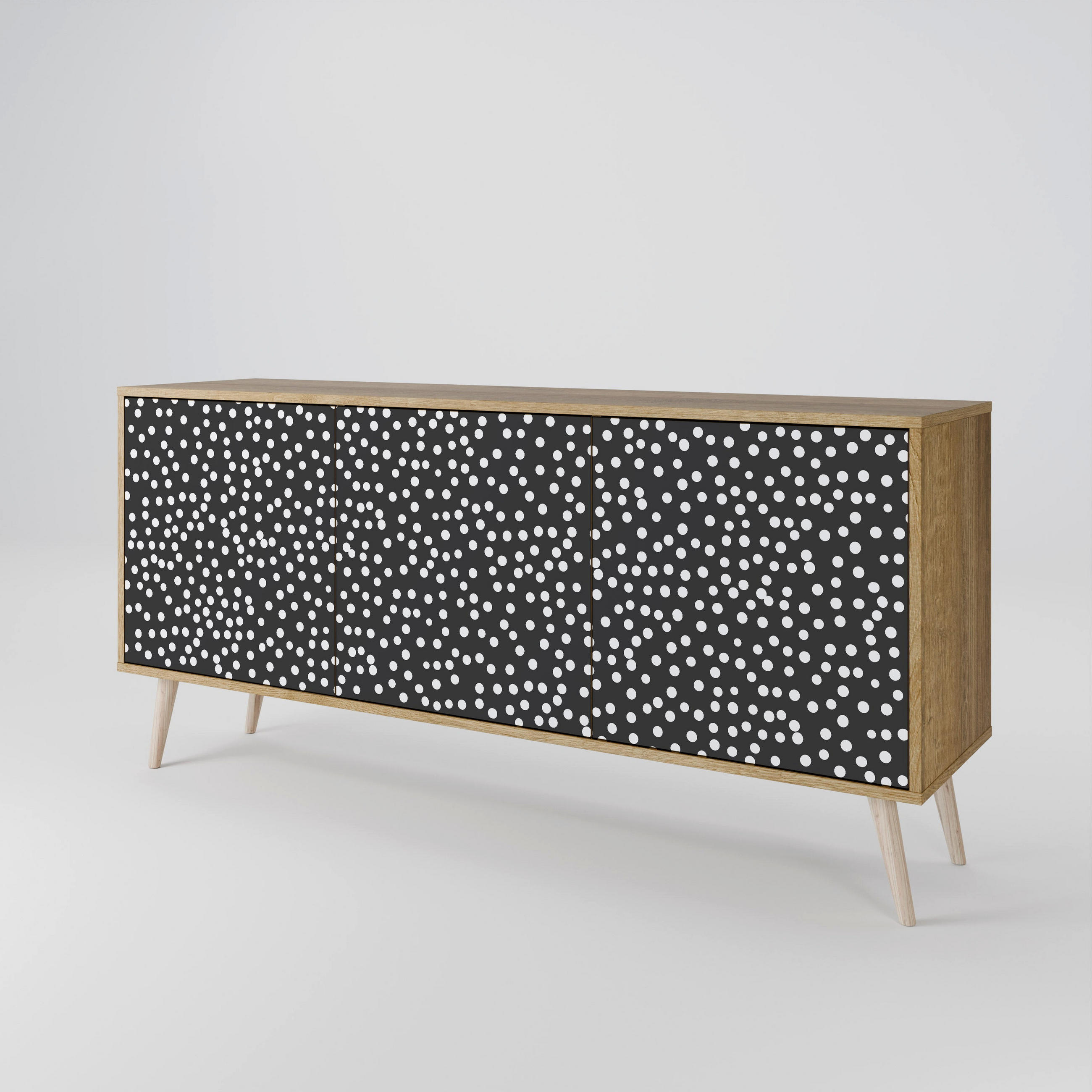 SIDEBOARD BLINDING LIGHTS, Eicheneffekt, 164,5x42x77,5 cm, 3 Türen - Eichefarben/Buchefarben, Holzwerkstoff/Buchenholz (164.5/77.5/42cm) - SpaceRebels