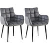 ESSZIMMERSTUHL 2er Set Samt Dunkelgrau - Dunkelgrau/Schwarz, Textil/Metall (62/87/59cm) - CLP