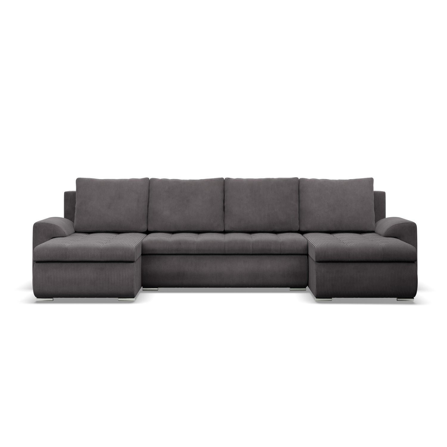 U-SOFA MIT SCHLAFFUNKTION FORESTA, Cord - Dunkelgrau - Dunkelgrau, Textil (302/89/159cm)