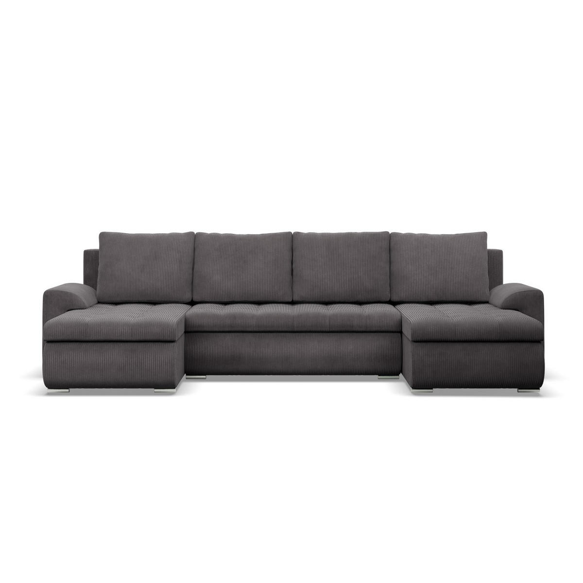 U-SOFA MIT SCHLAFFUNKTION FORESTA, Cord - Dunkelgrau - Dunkelgrau, Textil (302/89/159cm)