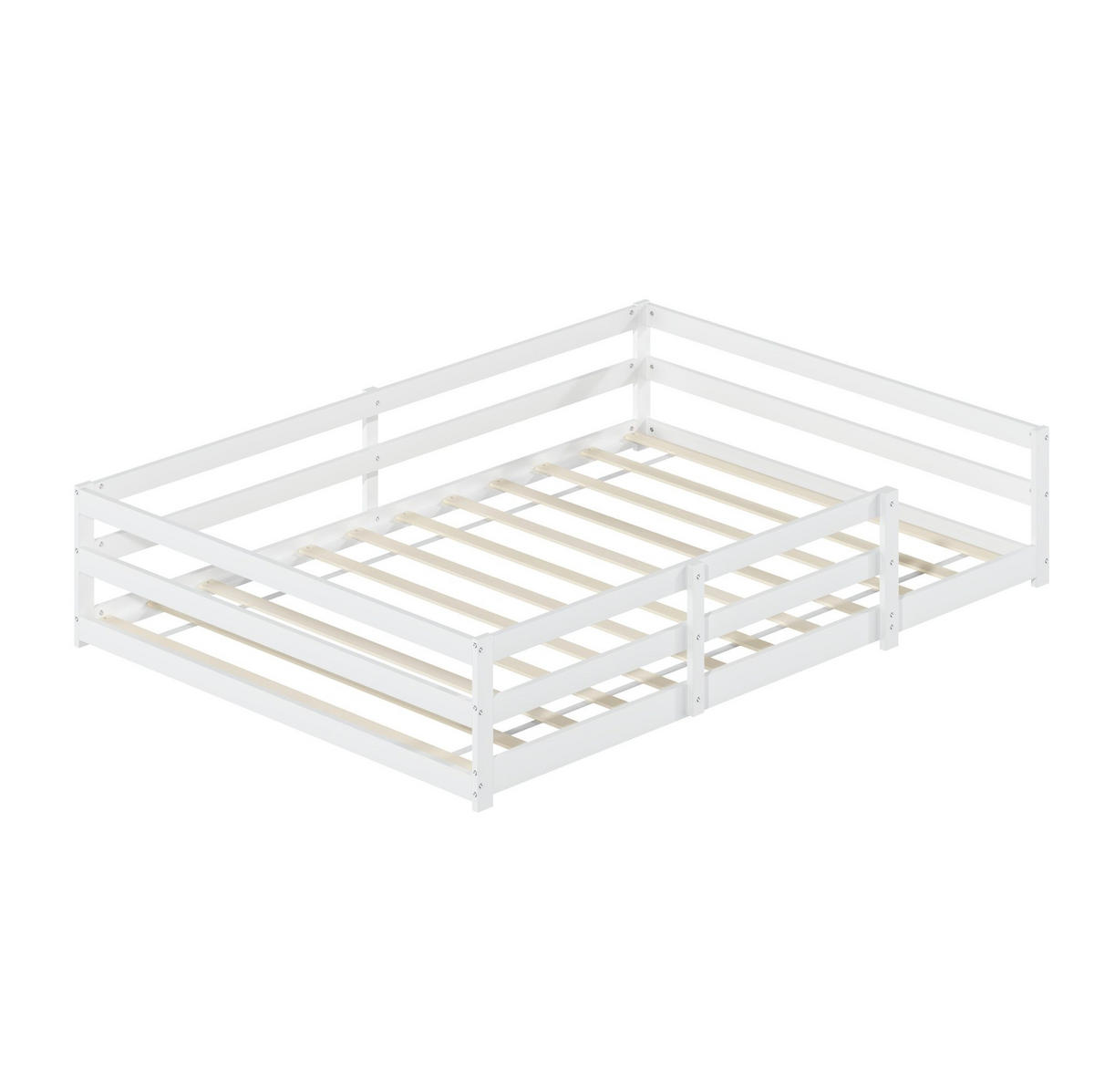 KINDERBETT Montessori 140/200 cm weiß mit Lattenrost - Weiß, Holz (140/200cm) - MIVRAY