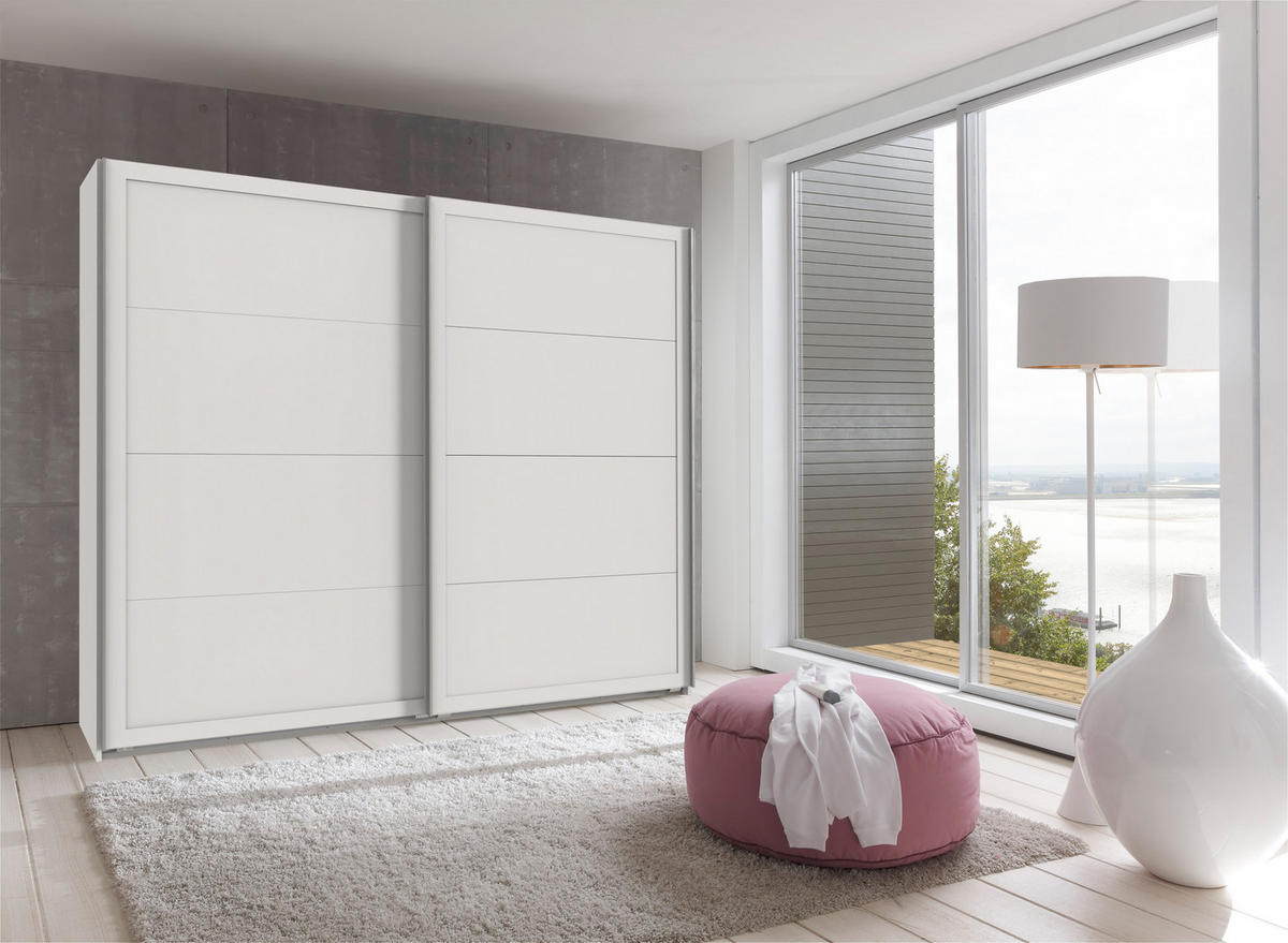 KLEIDERSCHRANK Chalet in Weiß - Schwebetürenschrank 180 cm (ohne Spiegel) - Weiß, Holzwerkstoff (180/210/65cm)