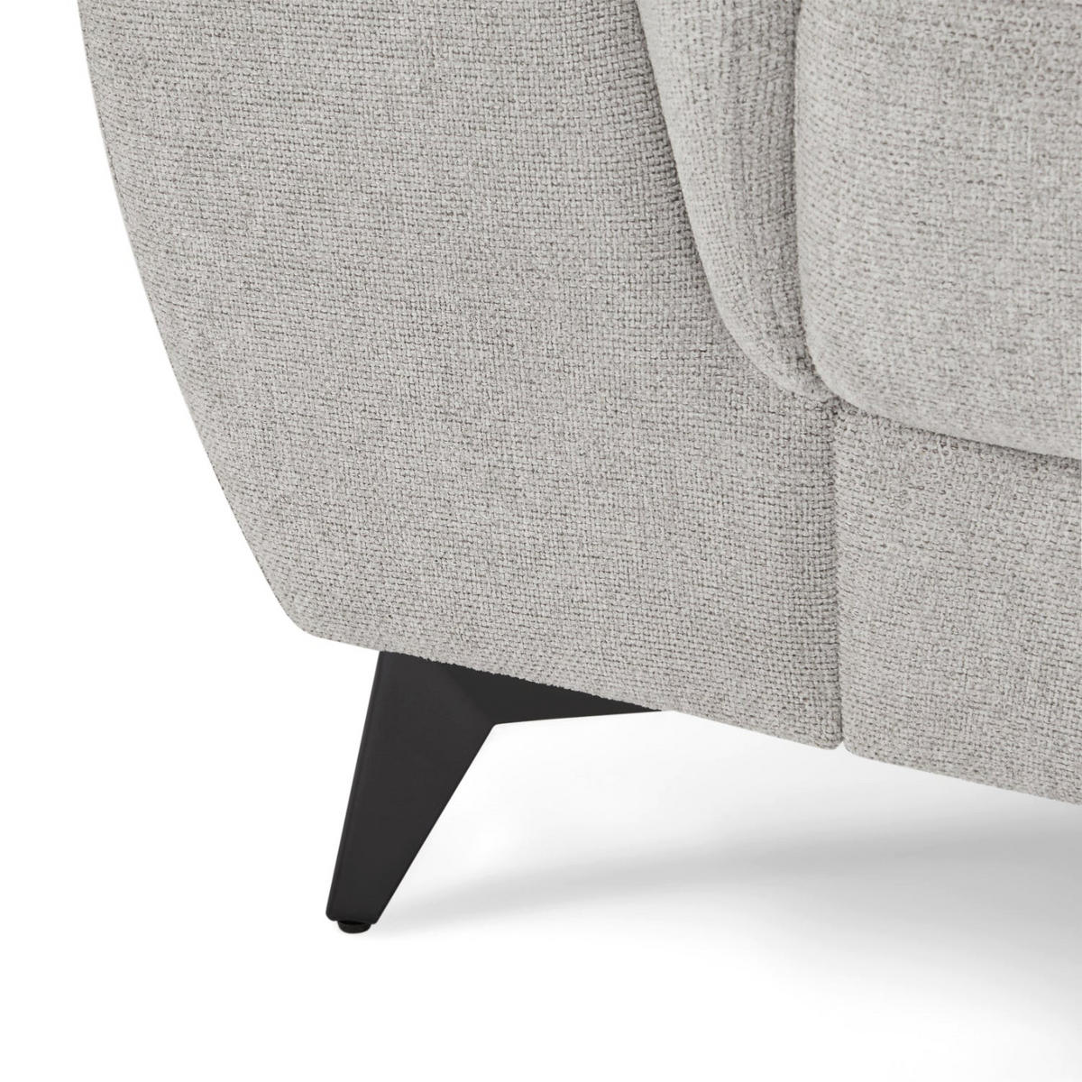 ECKSOFA Webstoff Grau - Schwarz/Grau, Textil/Metall (290/95cm) - Furnhouse