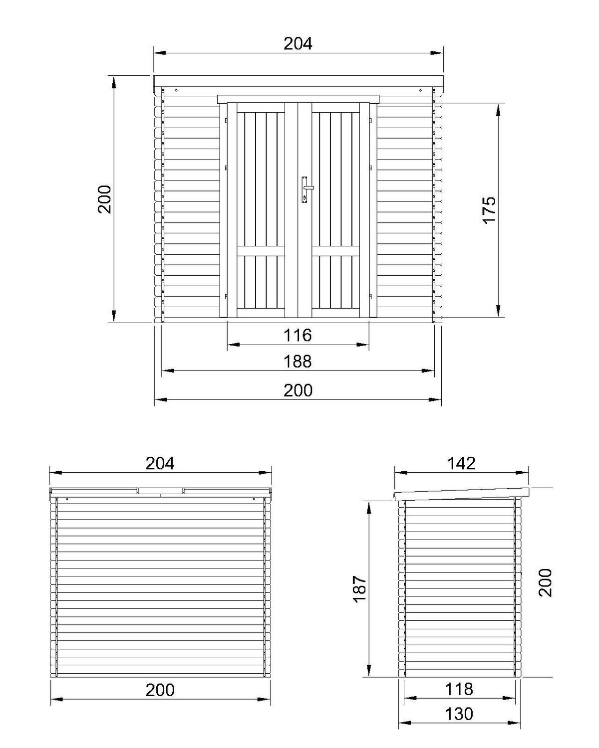 HOLZ-GARTENHAUS 2.22 m² TIMBELA M311F1+M311G - Naturfarben, Holz (204/206/142cm) - Timbela