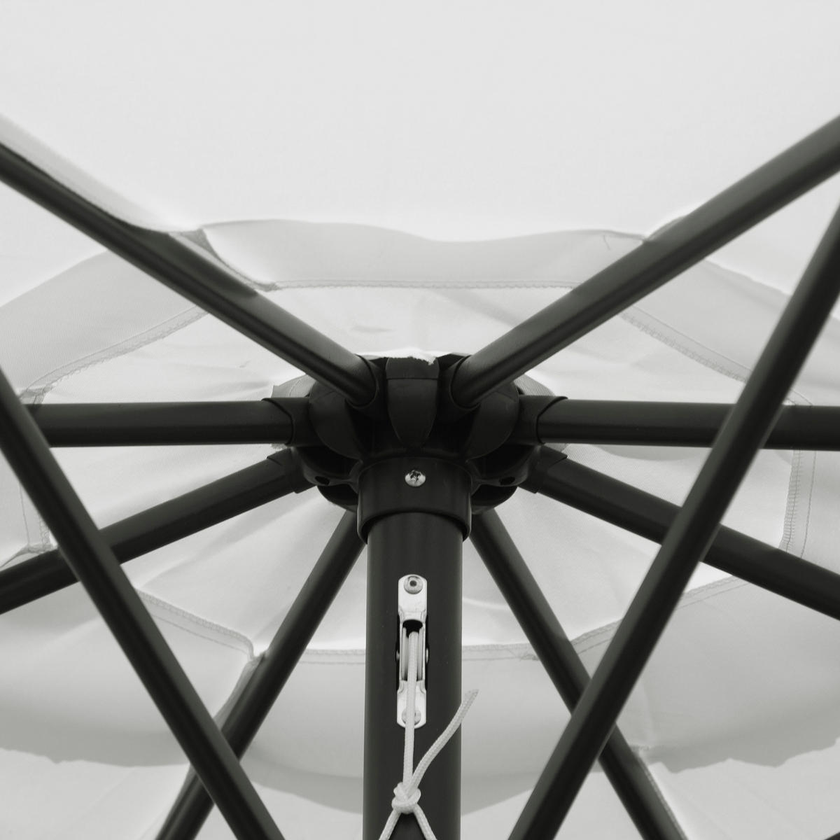SONNENSCHIRM DE-11392 neigbar, mit Kurbel, Ø 3 m Weiß - Weiß, Metall (295/295cm) - ComfortXL