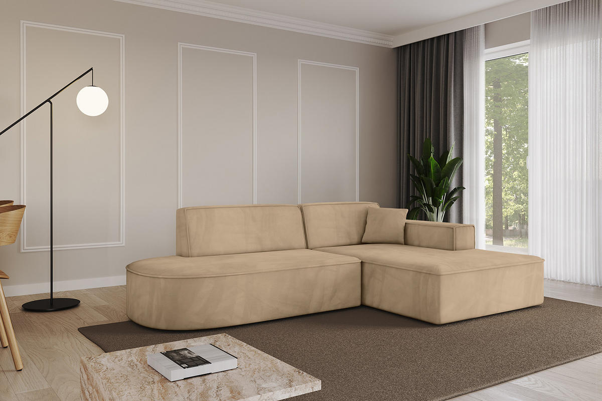 ECKSOFA Ottomane Rechts IREA-L1-v4 - 234x171x79 cm Beige - Beige, Holzwerkstoff/Textil (171/234cm) - ALTDECOR