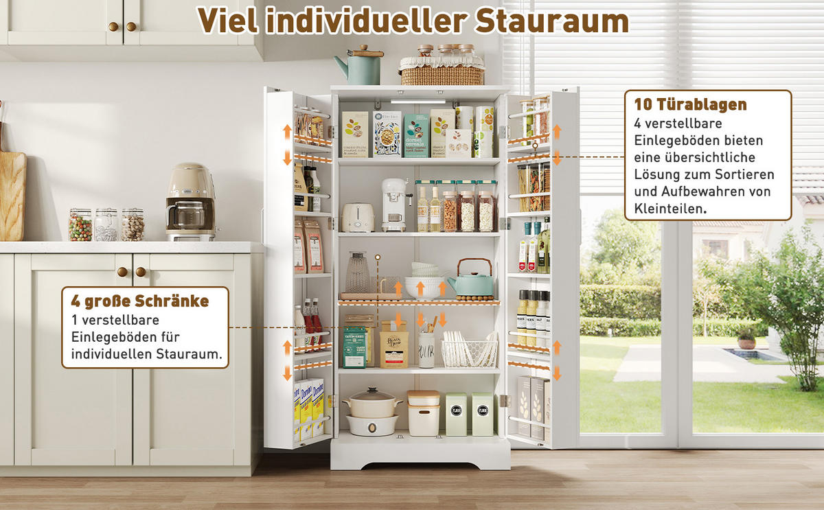 BUFFETSCHRANK Weiß 60/35/128 cm - Weiß, Holz (60/128/35cm) - PANGIVO