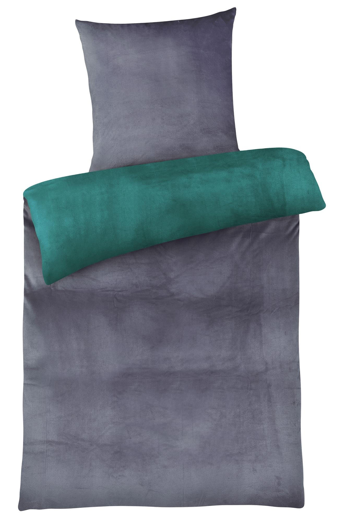 WINTER-BETTWÄSCHE 135x200 Cashmere-Touch Warmer Winter Bettbezug Kuschelig Anthrazit Grün - Grün, Textil (135/200cm) - Carpe Sonno