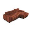 ECKSOFA OMBO 285x168x77/97 cm, Rechts, Schlaffunktion, elektr. Sitz, Kopfstützen, Buche dunkel, hydrophober SALVADOR-Stoff – Olivgrün - Orange, Holz/Textil (285/168cm) - DomoHome