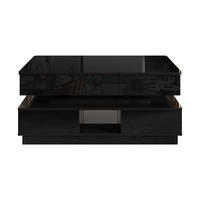 COUCHTISCH Schwarz 90/48/42,5 cm mit LED-Beleuchtung und Hubfunktion - Schwarz, Holzwerkstoff (48/90/42.5cm) - PANGIVO