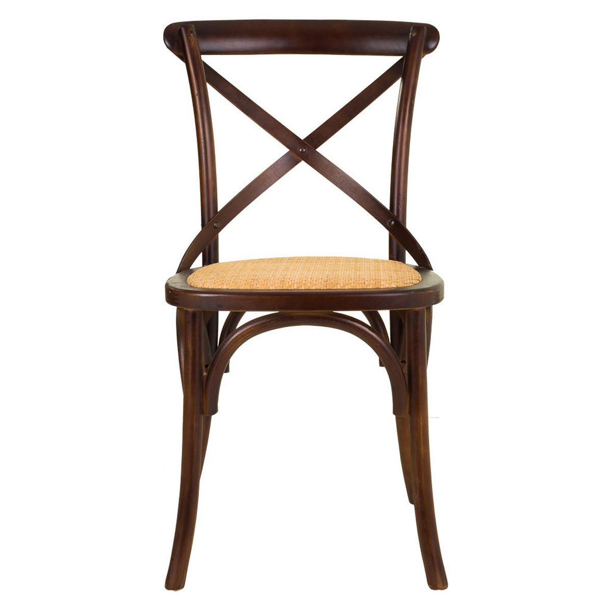 STUHL aus Holz und Rattan, braun, 44x42x46cm - Dunkelbraun, Holz (44/88/42cm) - Wanderlust