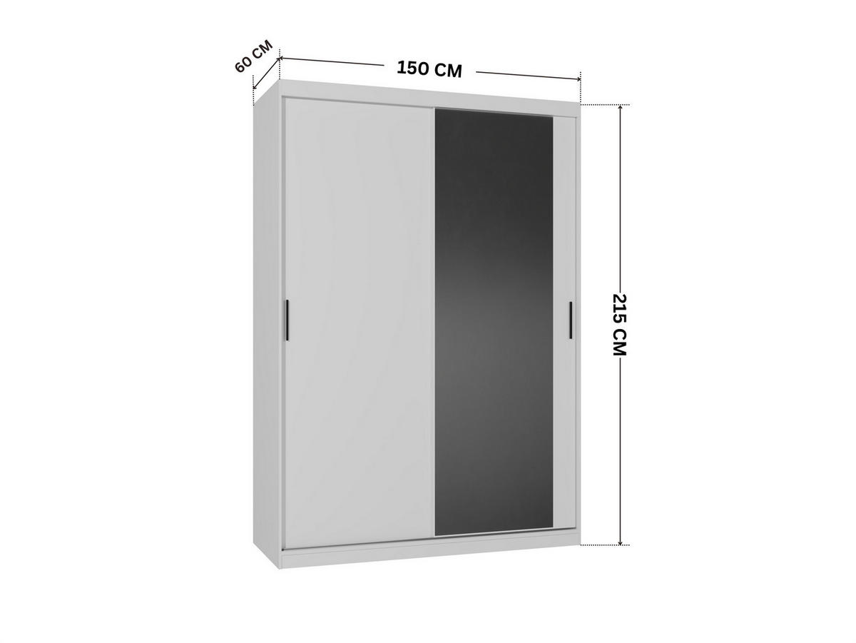SCHWEBETÜRENSCHRANK Mirano Weiß Matt 150 cm - Weiß, Holzwerkstoff (150/215/60cm) - Ravio