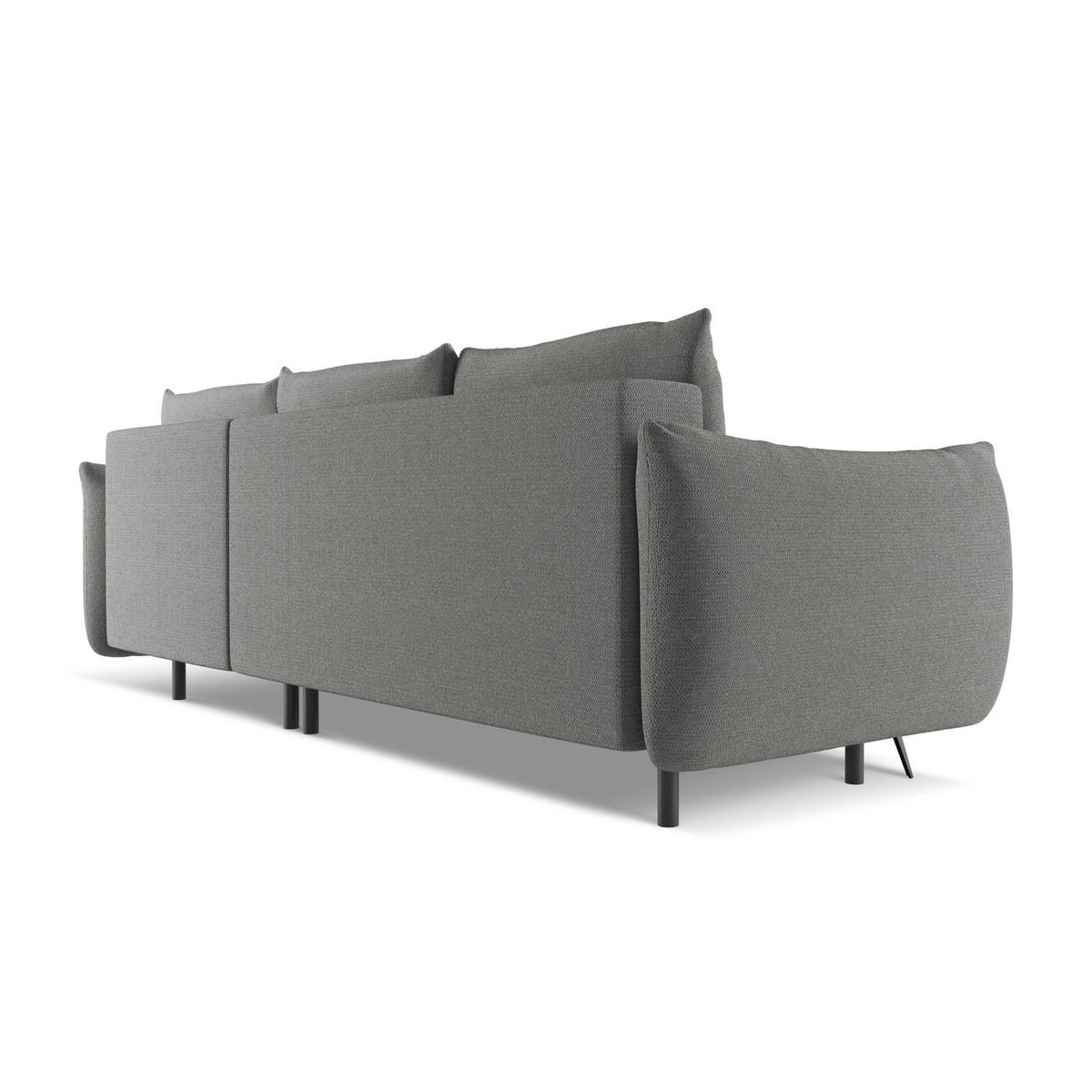ECKSOFA mit Schlaffunktion Chenille Stoff Grau - Schieferfarben/Schwarz, Textil/Metall (242/162cm) - LaMiaSofa