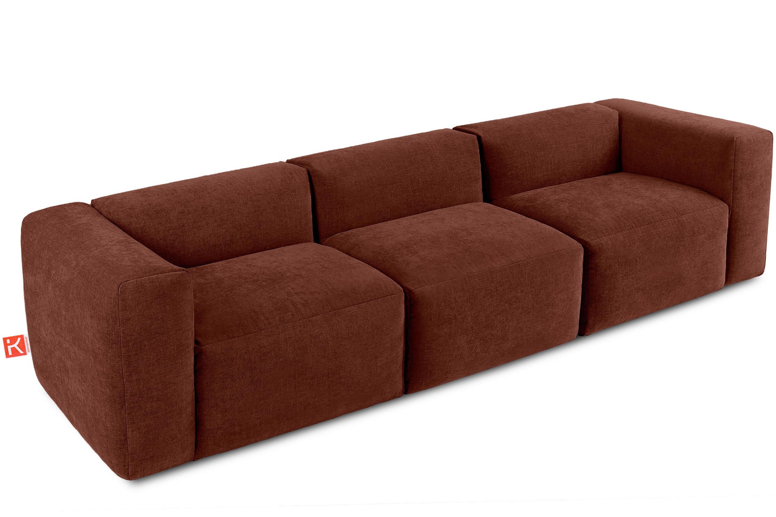 3-SITZER-MODULSOFA BUFFO mit extrem weicher und bequemer Sitzfläche, Gewebestoff, orange - Dunkelorange, Textil (290/73/96cm) - KONSIMO®