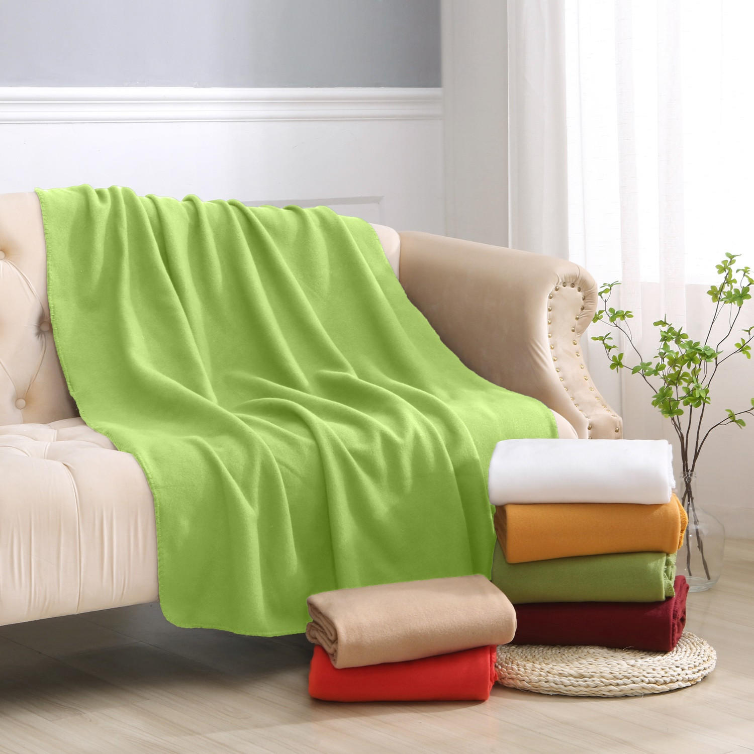 FLEECEDECKE grün 130/160 cm Kettelrand Anti-Pilling - Grün, Textil (130/160cm) - wometo