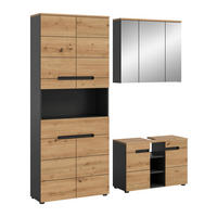 BADKOMBINATION 3tlg. Canu Bad in Basalt grau Nachbildung und Artisan Nachbildung B/H/T: 171x193x34 cm - Eiche Artisan, Holzwerkstoff (171/193/34cm)