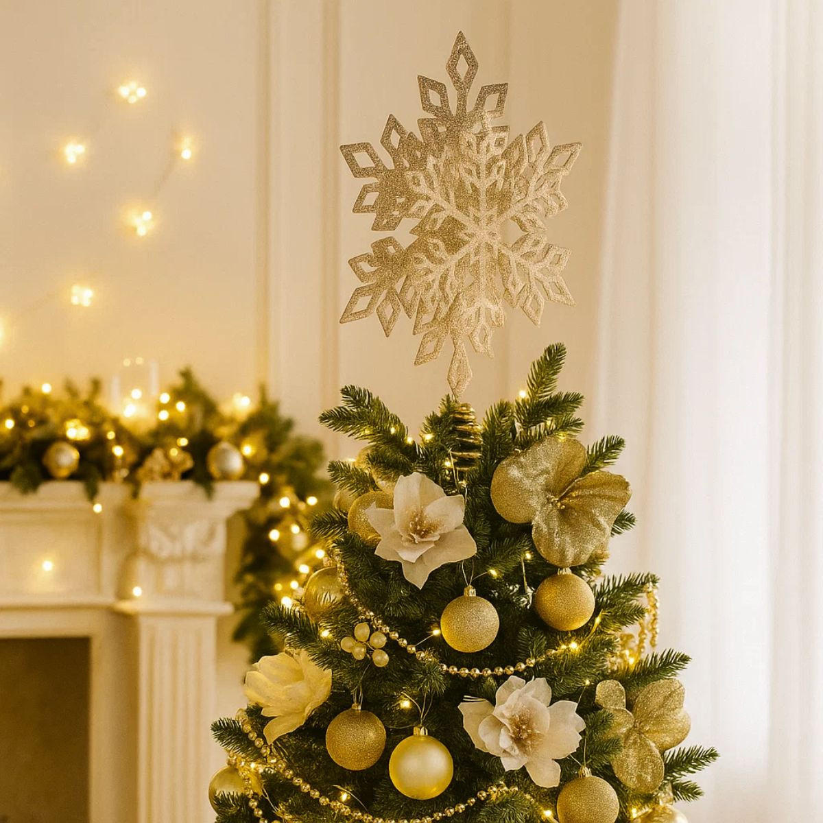 CHRISTBAUMSPITZE Schneeflocke 20 cm - Goldfarben, Kunststoff (30cm) - Atmosphera Createur d´interieur