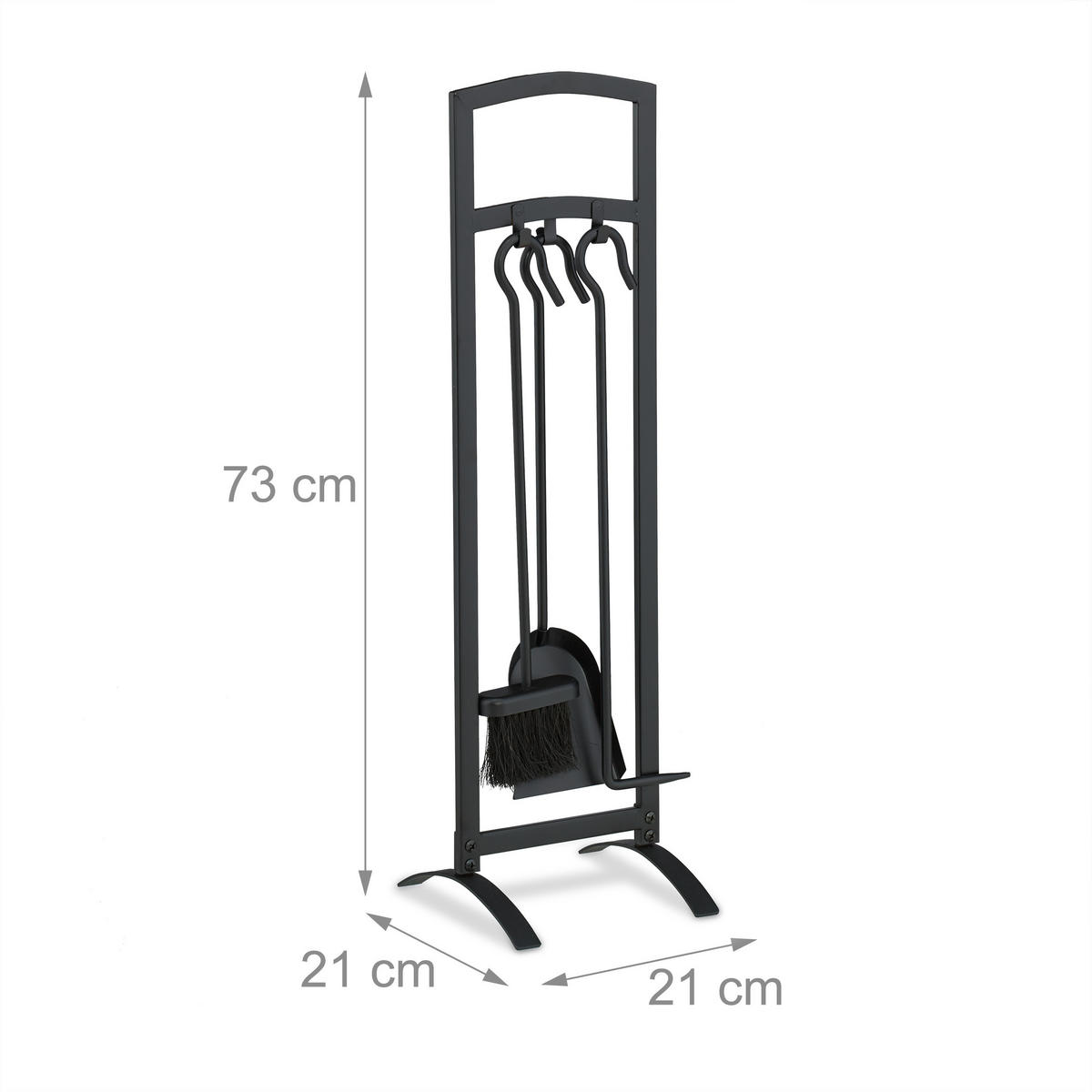 KAMINBESTECK - Schwarz, Metall (21/73/21cm) - Relaxdays