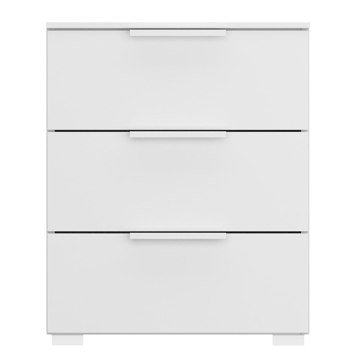 NACHTKOMMODE - 3 Schubladen - Weiß, Holzwerkstoff (50/62/42cm) - home24