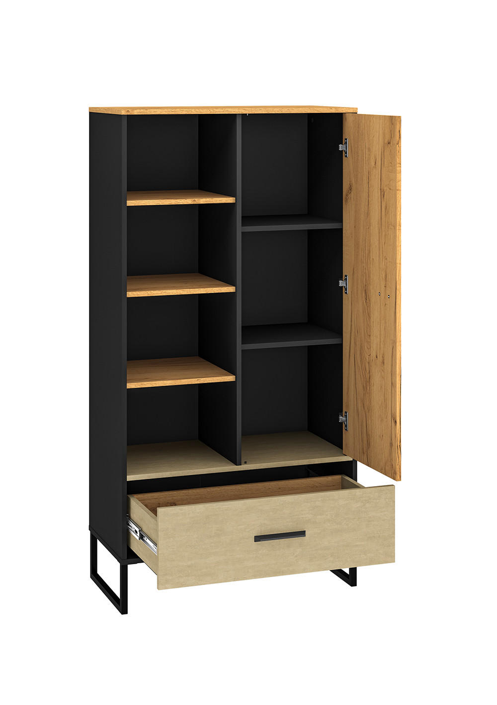 BÜCHERREGAL Colt schwarz / Craft Gold Eiche / Premium Steel 80 / 40 / 156cm - Eichefarben/Braun, Holz/Holzwerkstoff (80/156/40cm) - Feldmann-Wohnen