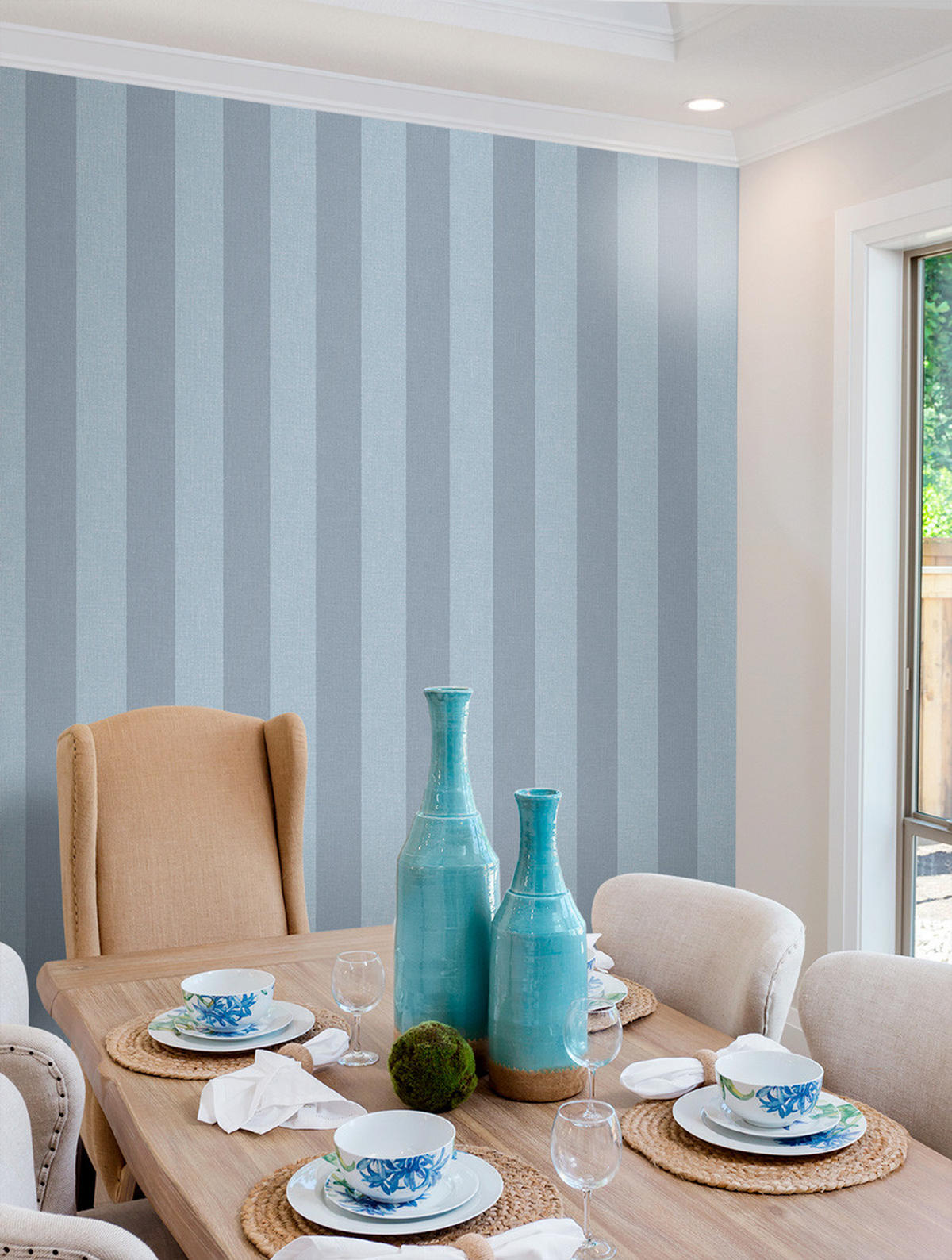 TAPETE Streifen 53 cm x 10 m - Blau, Papier (53/1000cm) - Sanders & Sanders