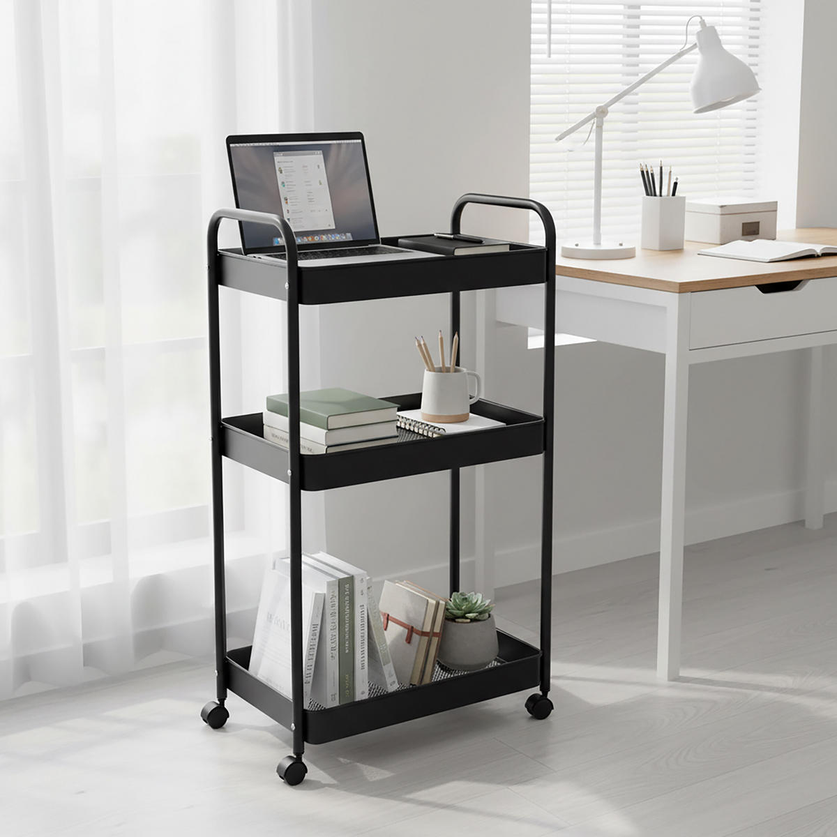 VOZÍK - černá, kov/plast (30/78/42.7cm) - Relaxdays