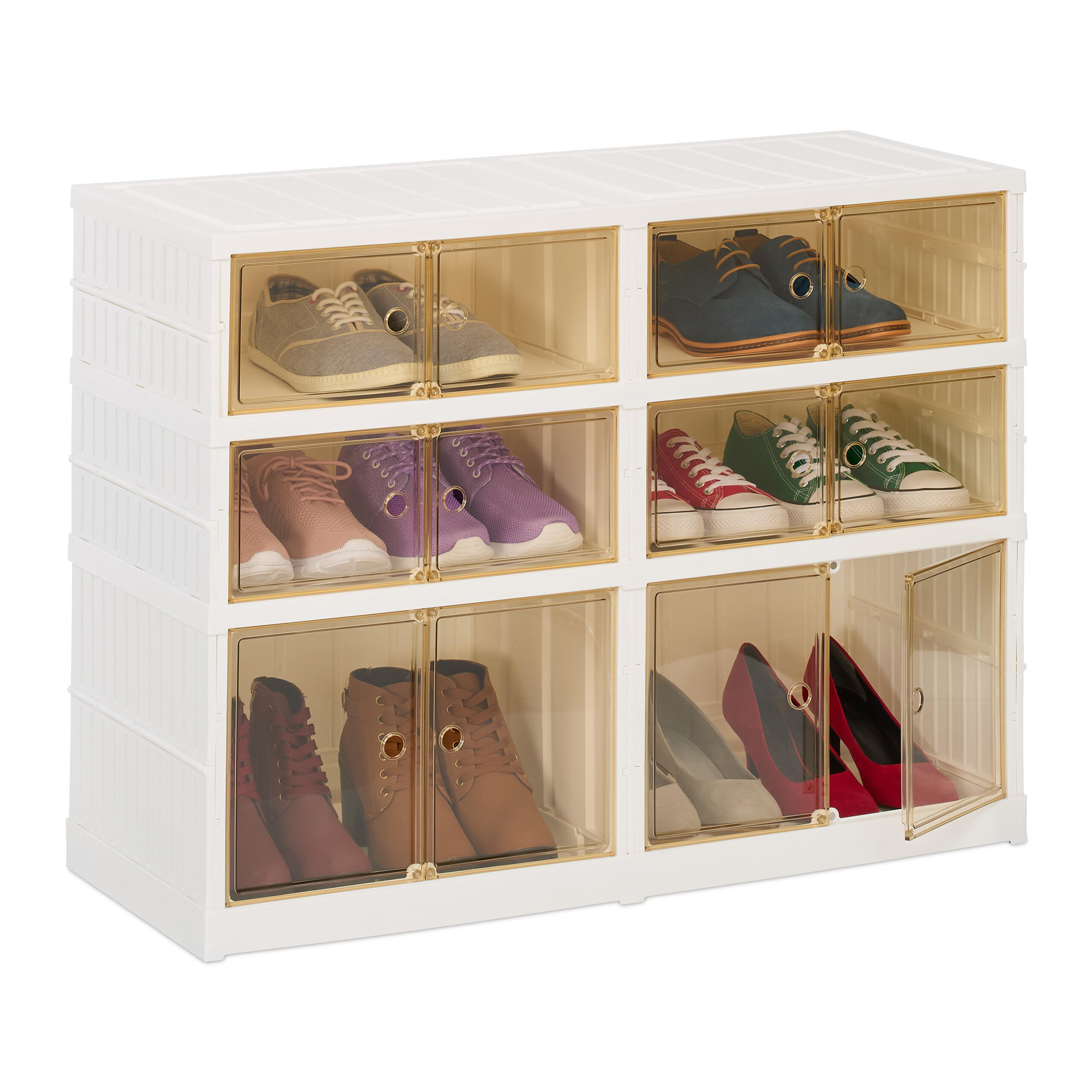 SCHUHSCHRANK - Weiß, Kunststoff (86.5/66.5/34.5cm) - Relaxdays