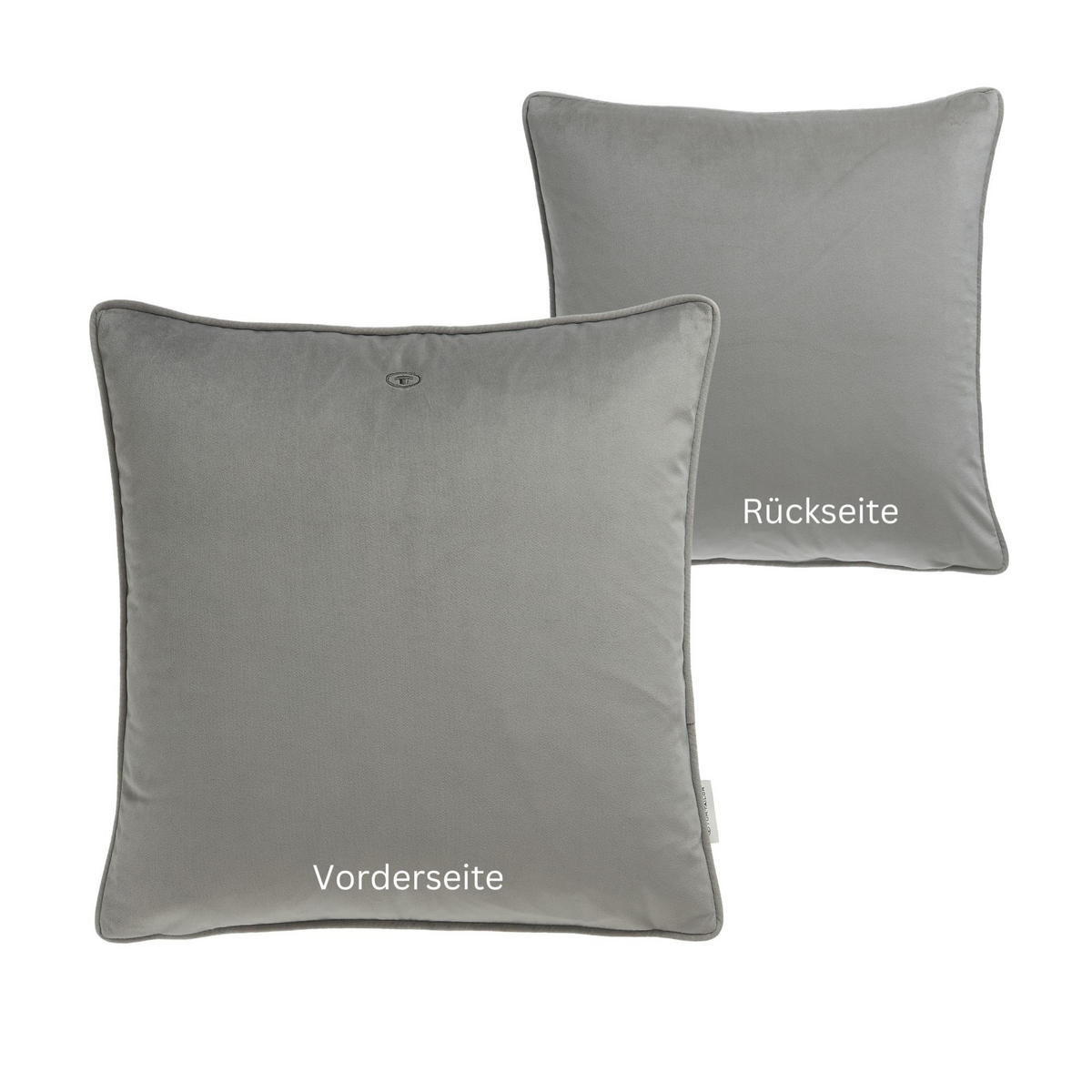 ZIERKISSENHÜLLE VELVET SIGNATURE - Grau, Textil (45/45cm) - Tom Tailor