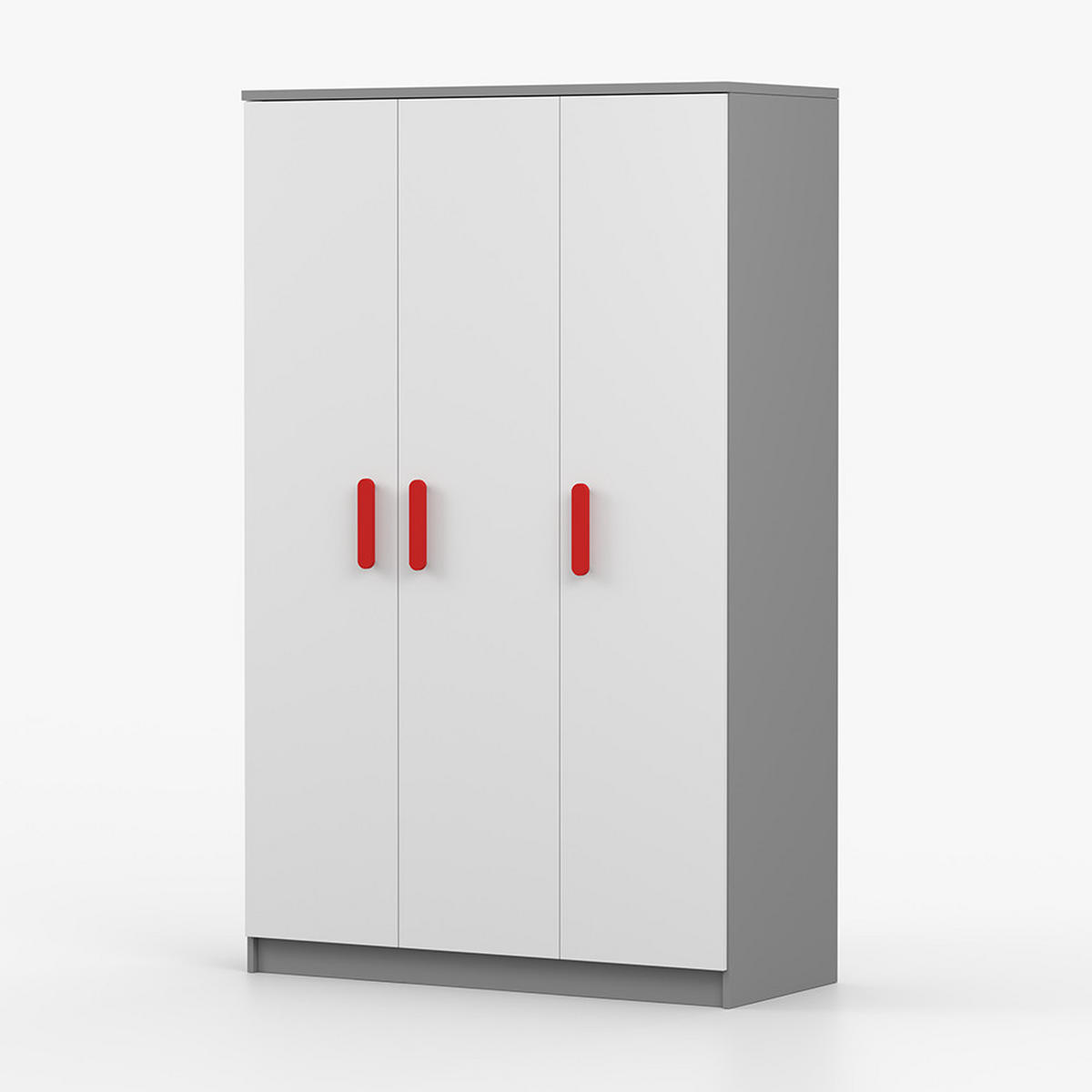 KLEIDERSCHRANK Jonas II 2D 19, 120/192/50, 3-türig, grau - Rot/Weiß, Holzwerkstoff (120/192/50cm) - imoebel24