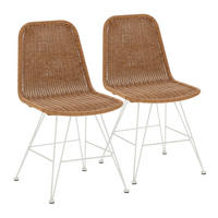 STUHL-SET 2 Beth, Ratan/Weiß - Weiß, Kunststoff/Metall (44/85/58cm) - VS Venta-stock
