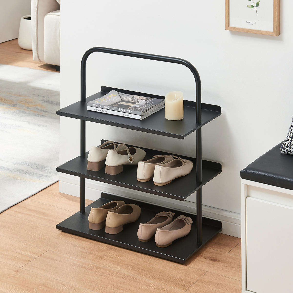 SKŘÍŇ NA BOTY Poytya - černá, kov (60/73/32cm) - [en.casa]