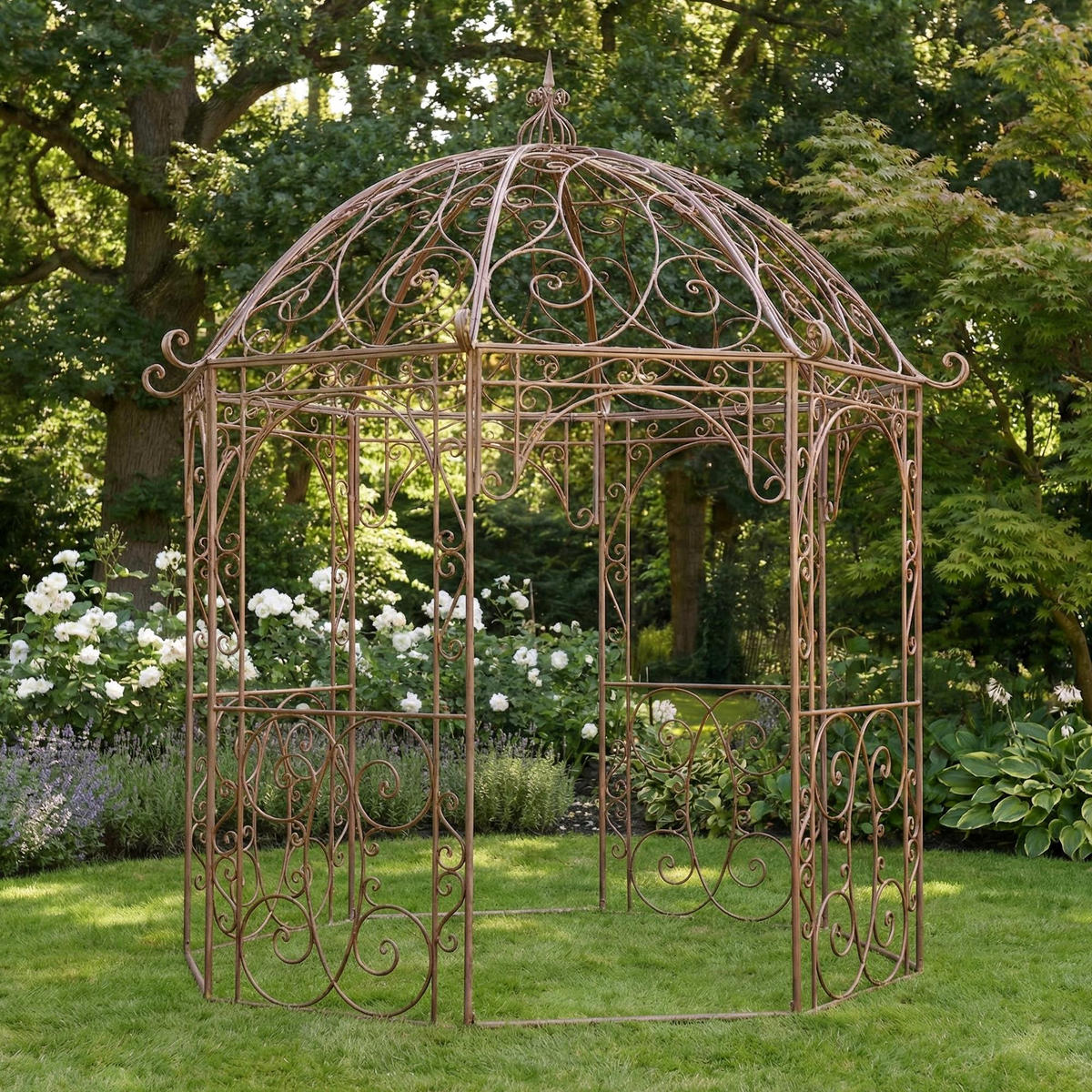 PAVILLON Liv Antik 284x263x313cm Metall Antik-Braun Gartenpavillon - Braun, Metall (284/313/263cm) - DELUKE